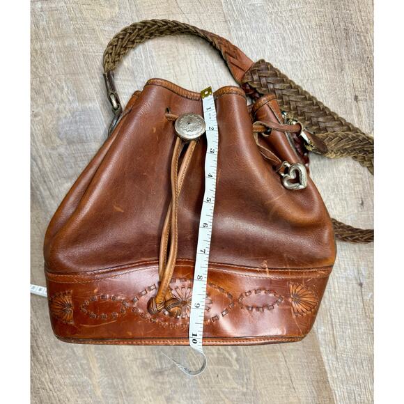 Vintage Brighton Leather Bucket Bag Western Brown - Picture 15 of 16